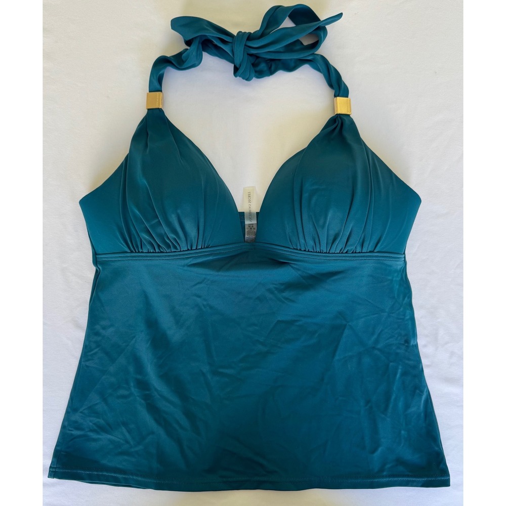 Victoria's Secret Halter Tankini Push Up Swim Top Teal Blue Gold Size Medium